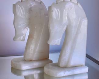 Onyx horsehead bookends