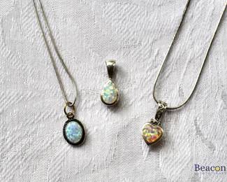 Opal and sterling pendants