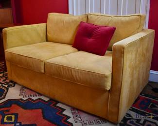 Golden yellow tuxedo loveseat from Palazzetti