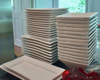 Square white dishes