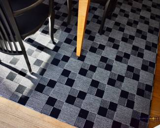 Contemporary black and white checker design rug