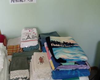 Bath towels kitchen towels and table linens