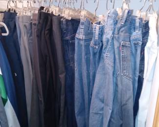 Means clothing Coats
Dress Shirts, t's, sports sweatshirts, shorts, pants, jeans, sox, underware , shoes Many new