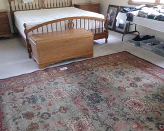 Area rug
King size complete bed Amish Oak
Night stands.
Vintage cedar chest