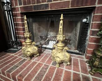 Pair of beautiful brass andirons
