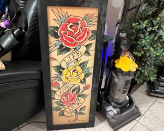 Real cool larger format framed (it pains me to say this)… “vintage” Ed Hardy piece.
