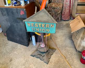 Very rare Western Union lighted advertising sign. Lights work 