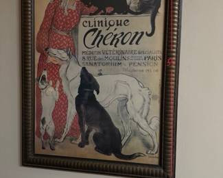 Steinlen, Clinique Che’ron wonderfully and professionally framed under glass. Measures 41” accross and 55” Tall. This item has the purple stamp but it is unknown whether it is an original print or later print