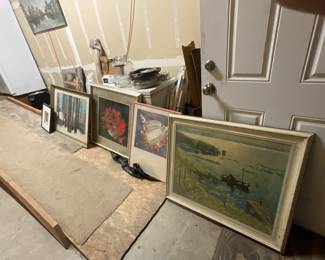 Several paintings, pastels and prints