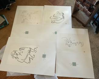 John Lennon 4 drawing set Litho/Serigraph. These all have the official embossed seal all are numbered 1440/5000