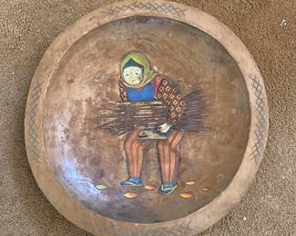 Hand Painted old wooden bowl