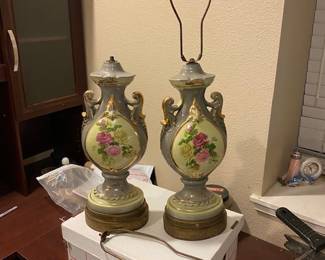 Pair 1930’s porcelain lamps