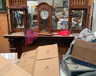 Antique Cherry Wood Fireplace Mantle