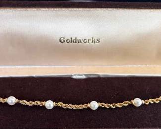 Goldsmith 14K Gold Bracelet With Pearl Accents