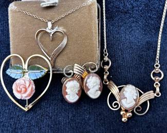 Loran Sim Co 12K Gold Filled Cameo Necklace And Earrings And Other Gold Filled Jewelry