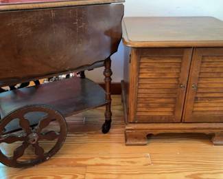 Record Cabinet And Tea Trolley For Restoration