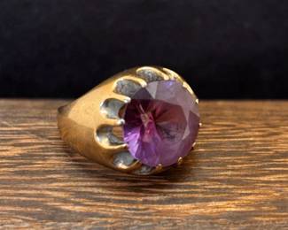 Mens 10K Gold Sapphire Ring