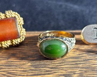 Mens 18K HGE Ring And Cufflinks
