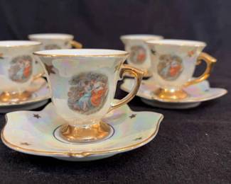 German Lusterware Demitasse Cups And Saucers