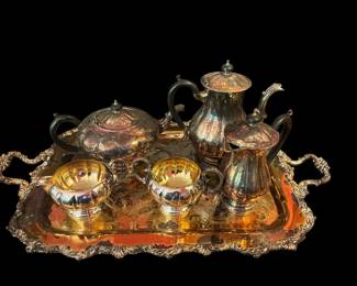 Marlboro Silver Plate Old English Reproduction Tea Set