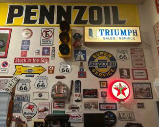 Pennzoil signs & car collectibles