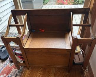Entryway storage bench with umbrella stands