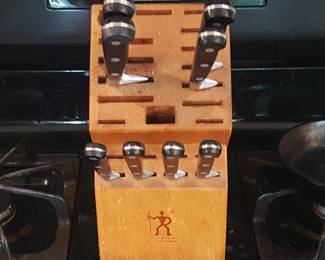 Set of Henkels Knives and Block