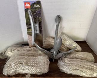 Anchor, cleat and rope