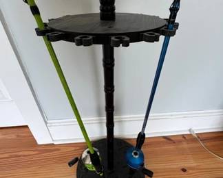 Fishing rod holder stand and Zebco rods and reels