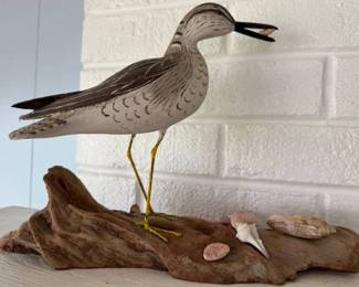 Hand carved and signed shorebird