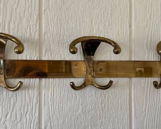 Brass wall mounted hat rack