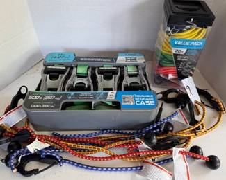 New in package ratchet straps and bungee cords