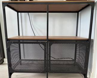 IKEA metal and composite wood shelf unit