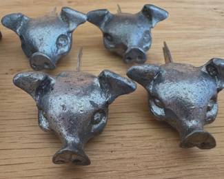 Pewter pig corn cob holders