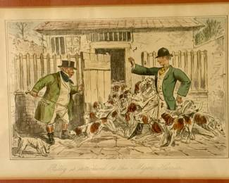 English hand colored Engraving by John Leech "Billy is introduced to the Majors