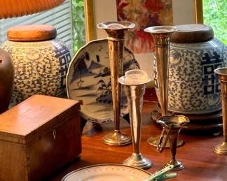 Sterling and antique Asian porcelains