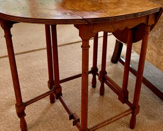 Amazing burled walnut petite gate leg table
