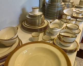Antique Limoges gold and white…MASSIVE SET FOR ENTERTAINING
