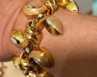 MASSIVE 18k gold and diamond bracelet from Italy circa 1950s…heavy and stunning!