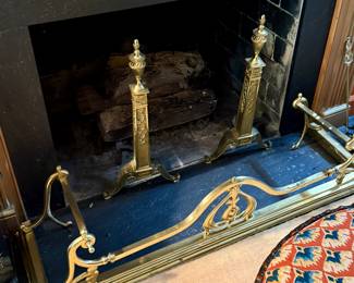 Solid brass French fender and andirons