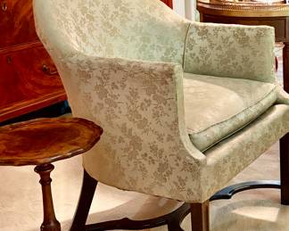 1890s mahogany English chair with unusual stretcher