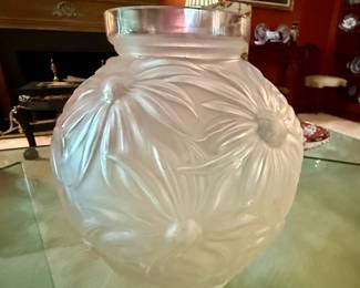 ANTIQUE ART DECO ETLING FRANCE WHITE OPALESCENT VASE ca 1920’s SIGNED MARKED