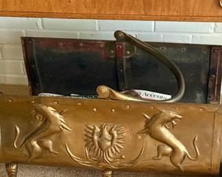 Antique brass log holder