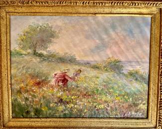 Amazing antique impressionist oil on canvas