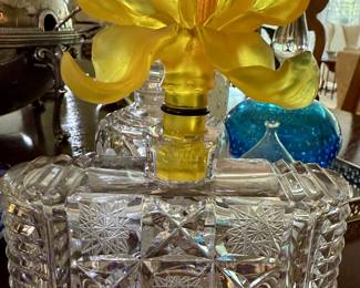 Large perfume bottle in cut glass