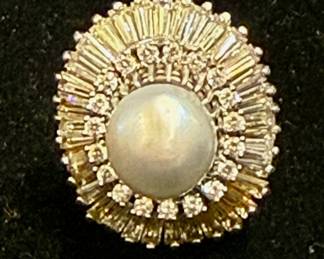 TALK ABOUT LARGE! This pearl and diamond ring is HUGE!