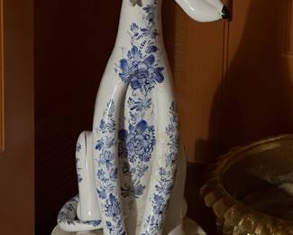 1950s large delft porcelain dog!!!