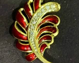 Vintage 18k FABERGE enamel and diamond brooch…signed and hallmarked.