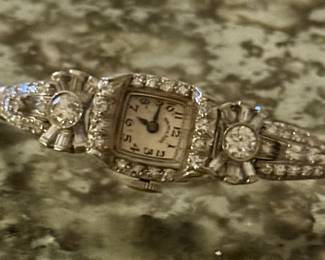 Art Deco Diamond Watch with stunning large diamonds