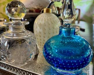 Murano and cut glass perfume bottles